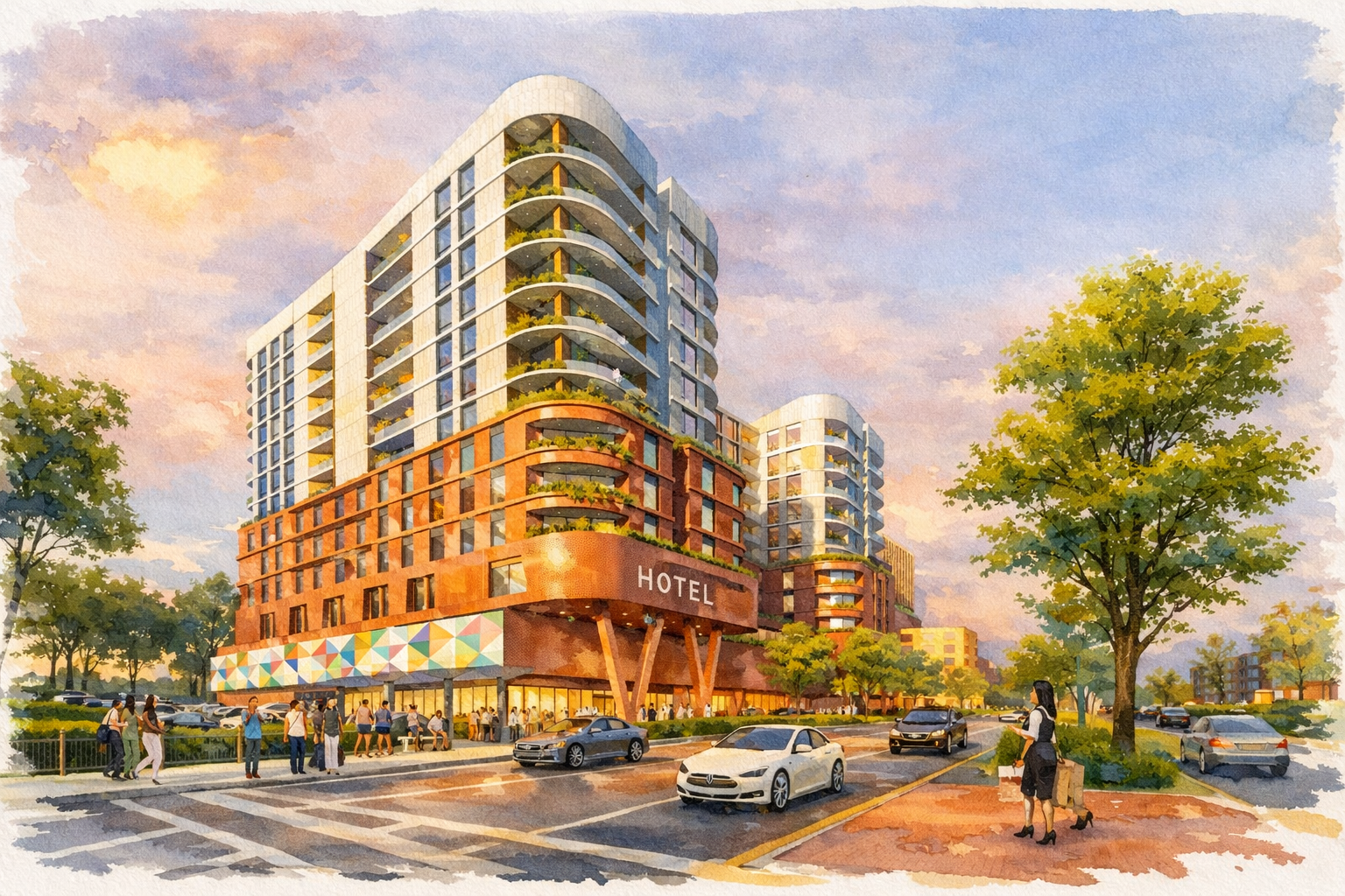 Site context or neighborhood rendering for Meridian Chestnut Hill